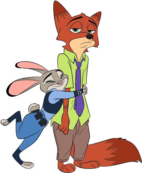 Nick Hugging - Judy Hopps Hugging Nick Wilde (500x594), Png Download