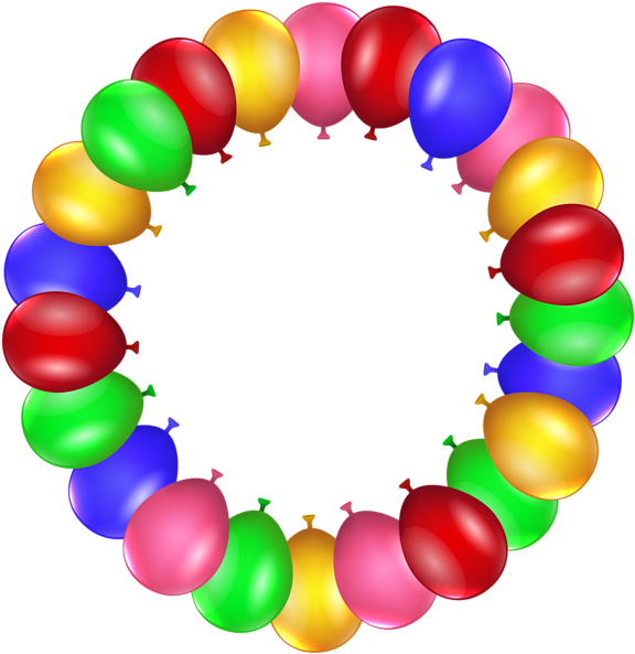 Balloon Border Frame Png Clip Art - Balloon Png Border (583x600), Png Download