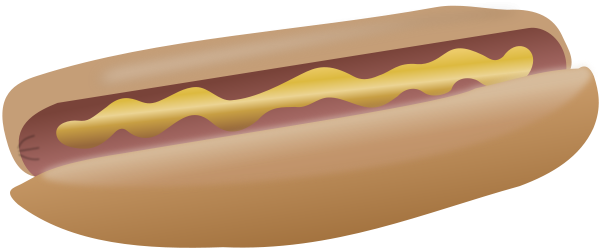 Hot Dog With Mustard Clipart Png (600x252), Png Download