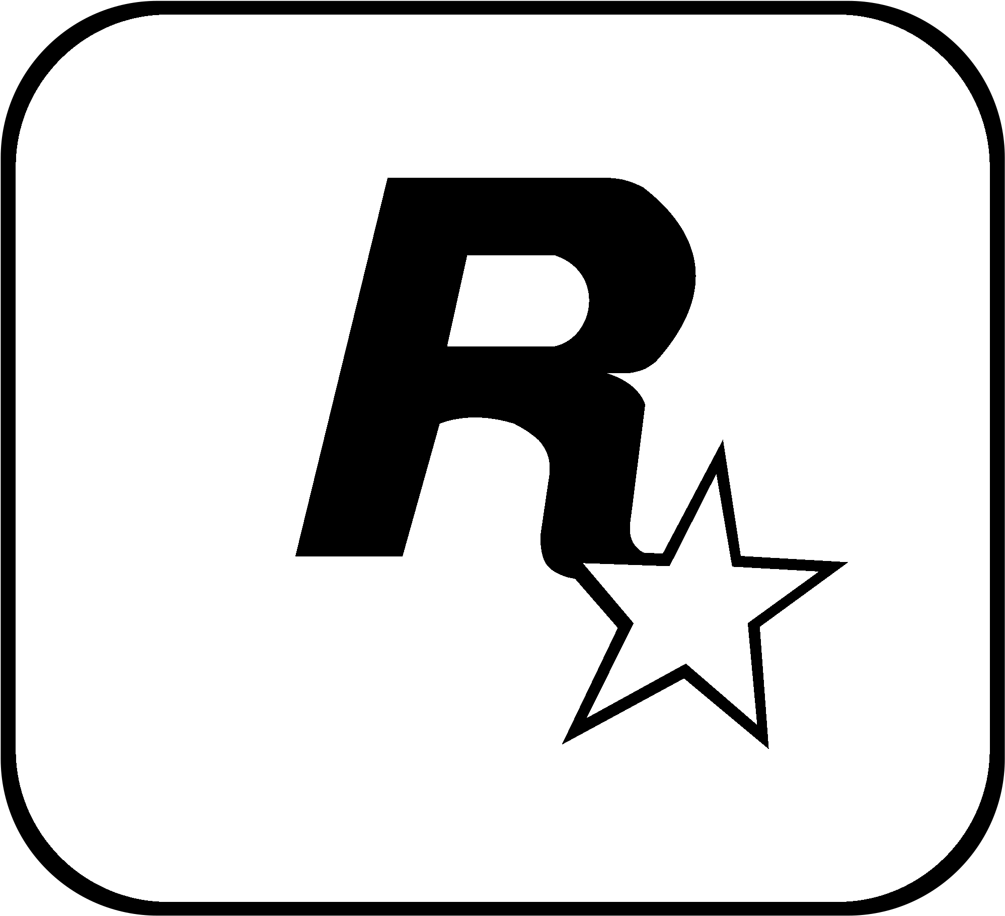 Rockstar Logo Black And White - Rockstar Games Render (2400x2400), Png Download