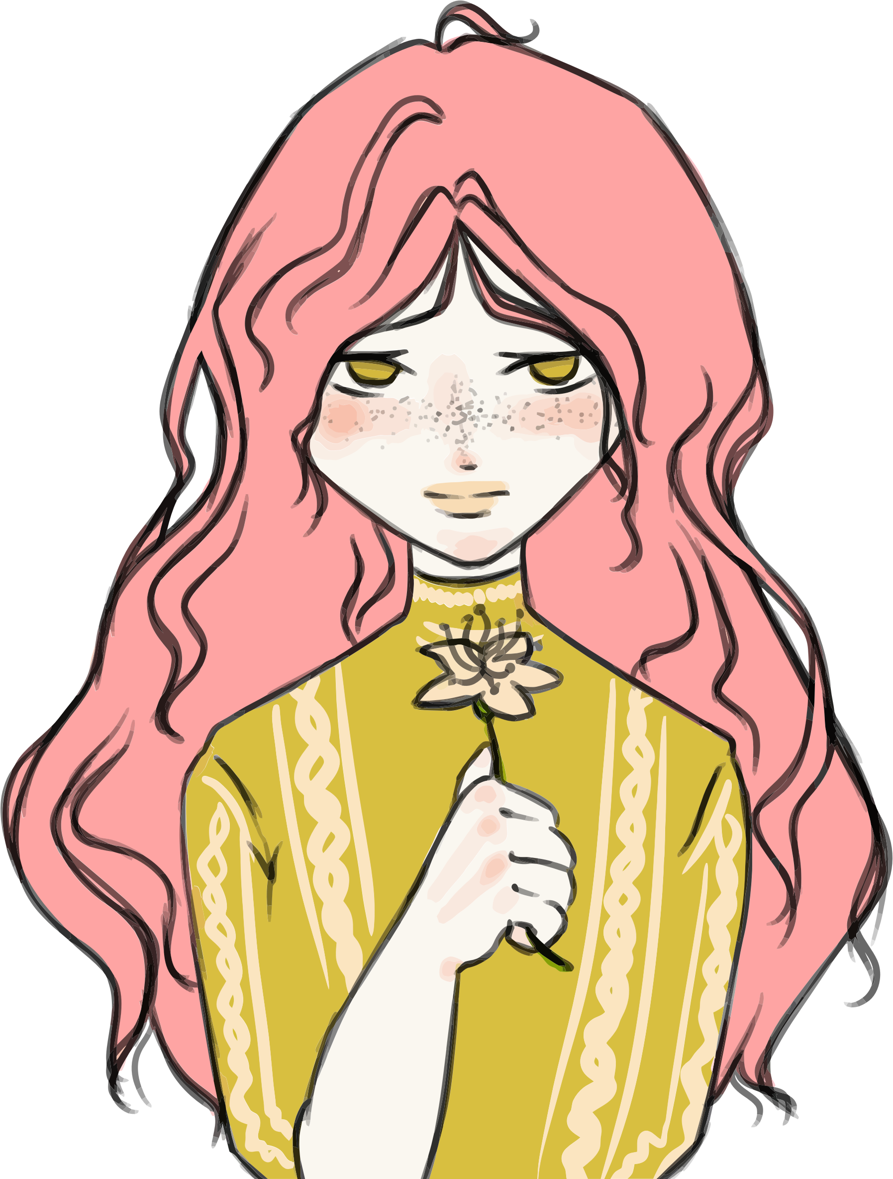 Sad Girl Holding A Flower Sad Girl Png - Girl Png Clipart Sad (600x790), Png Download