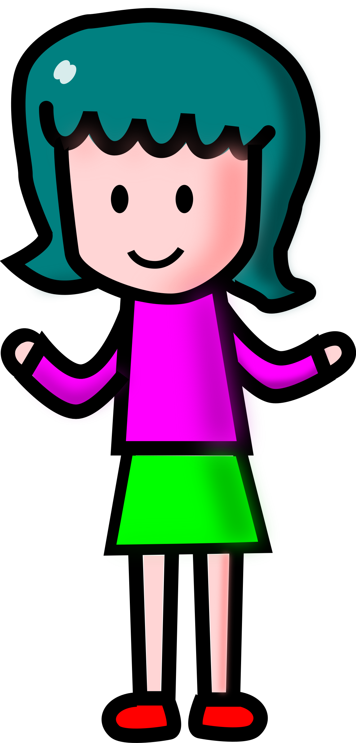 Picture Transparent Library Cartoon Girl Png Clipartix - Simple Cartoon Girl Character (1149x2400), Png Download