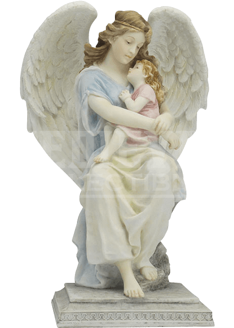 Guardian Angels Png - Guardian Angel Sitting And Holding A Little Girl Sculpture (646x646), Png Download