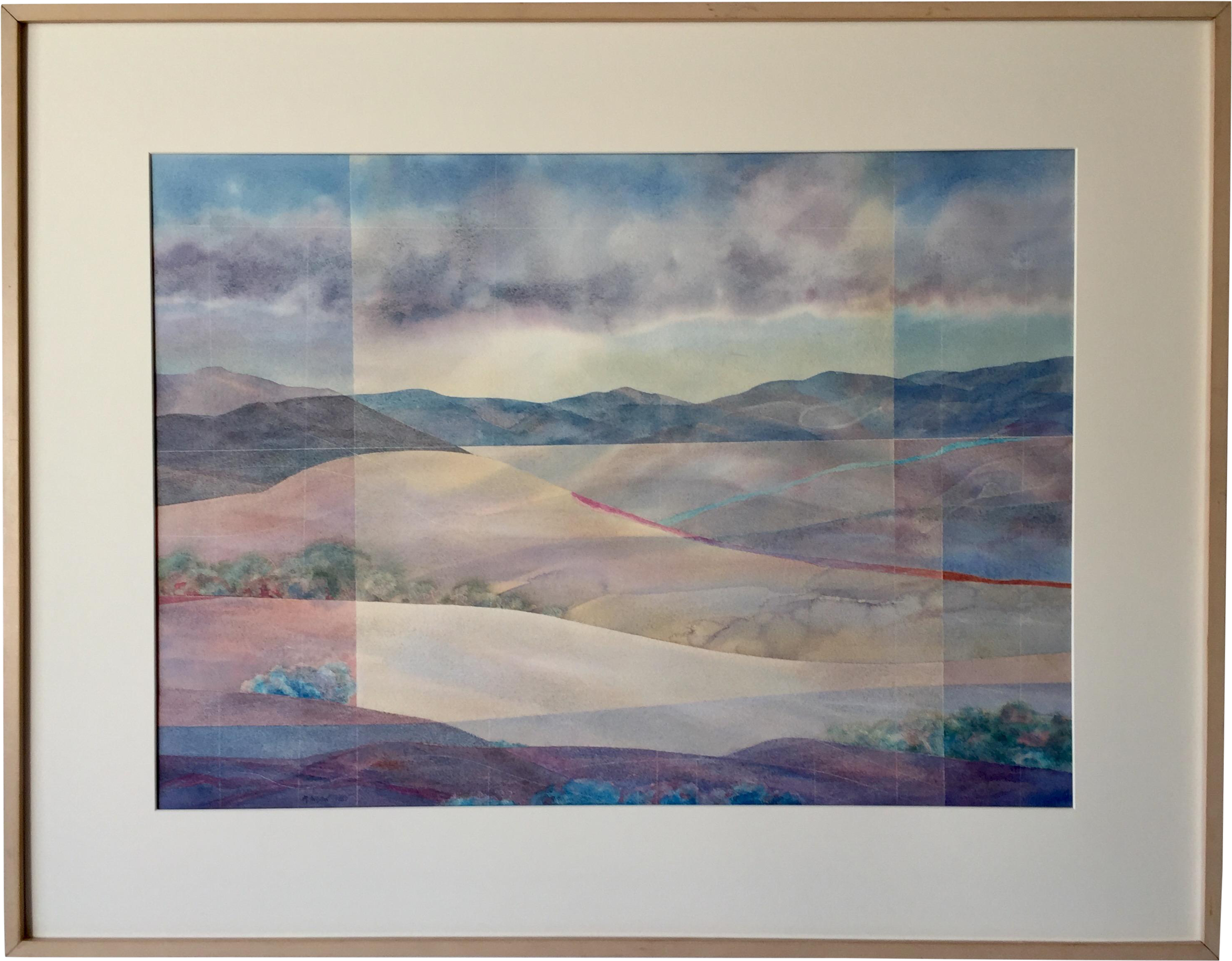 Abstract Window Reflections On Landscape Watercolor - Painting (3296x2571), Png Download