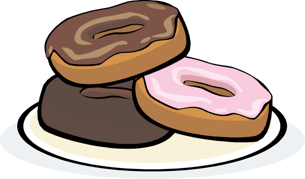 Plate Of Doughnuts - Doughnuts Clip Art (602x354), Png Download