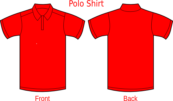 Polo Shirt Red Clip Art At Clker - Plain Red T Shirt Front And Back (600x353), Png Download
