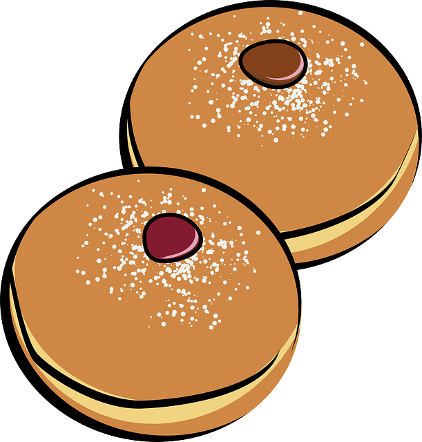 Free Set Of Two Doughnuts Clip Art - Hanukkah Food Clipart (611x640), Png Download