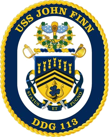 Uss John Finn Ddg-113 Crest - Uss Ralph Johnson Crest (370x467), Png Download