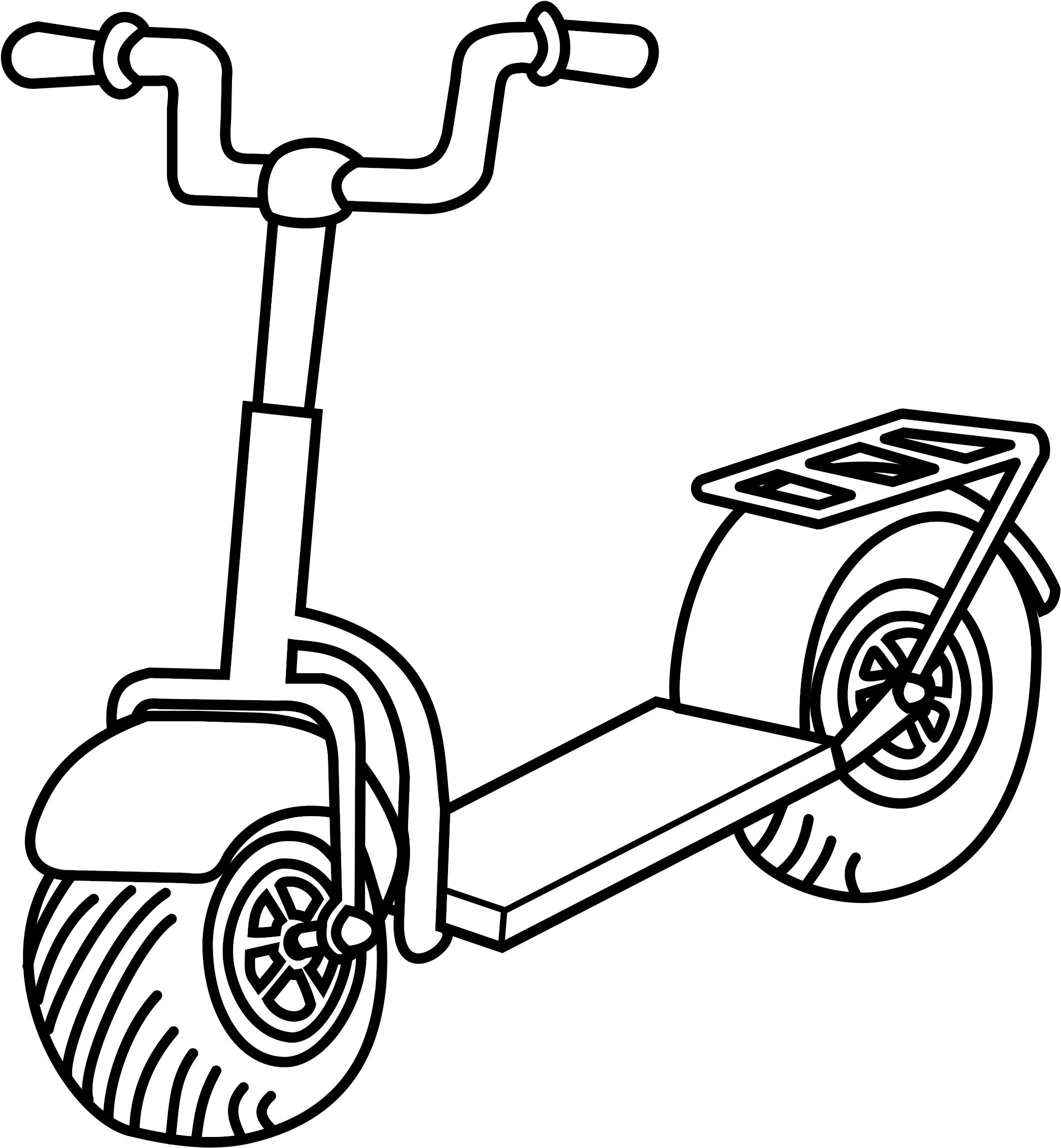 Clipart Royalty Free Download Kick Big Image Png - Clip Art Scooter Black And White (2225x2400), Png Download