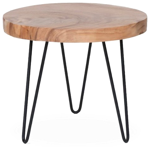Coffee Table Png Transparent Image - East At Main's Larkin Brown Teakwood Round Accent Table (538x497), Png Download