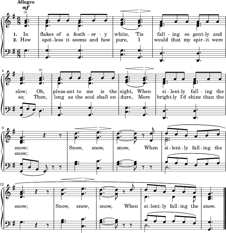 Silently Falling Snow - Sheet Music (769x794), Png Download