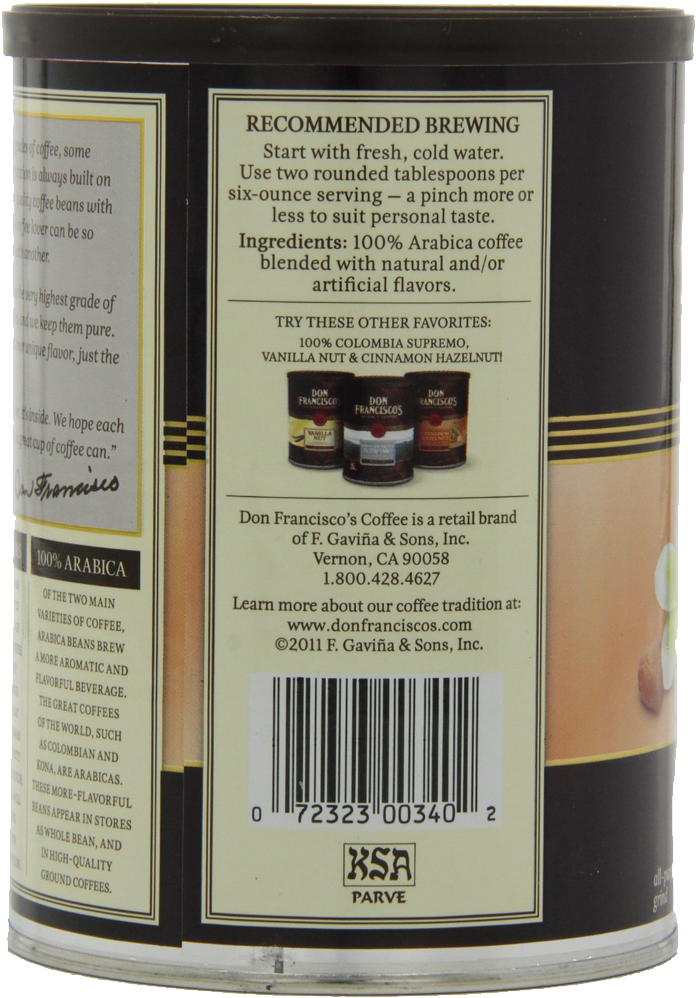 Image Product 24 - Don Francisco Hawaiian Hazelnut Coffee, 12 Ounce (1000x1000), Png Download
