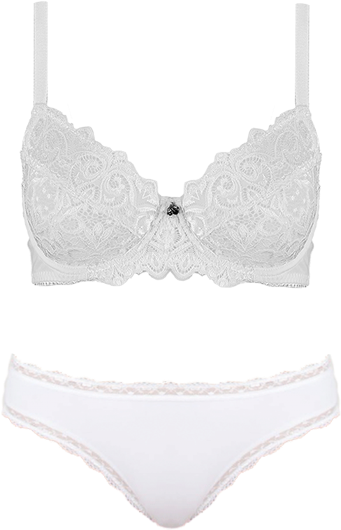 Lace Bra White Set Seta04 2047white - Bra (1000x926), Png Download