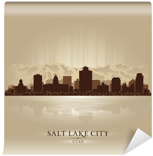 Salt Lake City, Utah Skyline City Silhouette Wall Mural - Skyline (400x400), Png Download