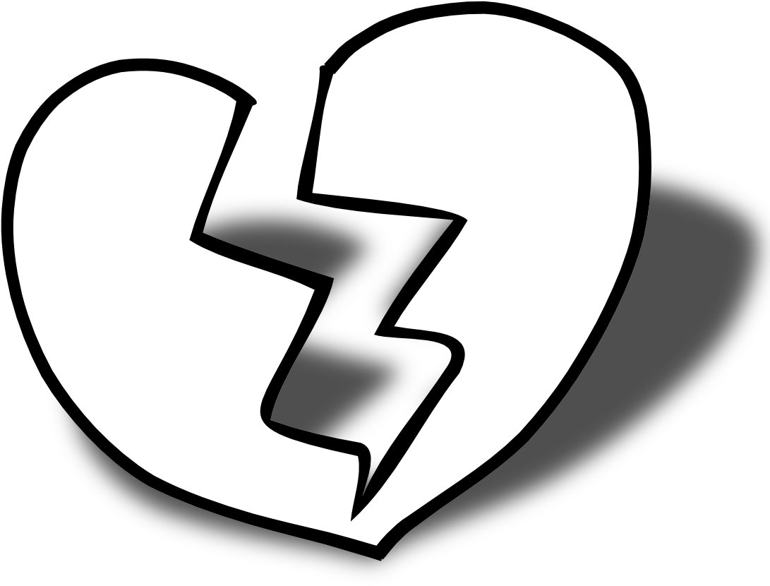 Broken Heart Clipart Black And White - Broken Heart Black And White (999x999), Png Download