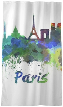 Paris Skyline In Watercolor Sheer Window Curtain • - Artsy Canvas Vibrant Watercolor Skylines: Paris/24x13 (400x400), Png Download