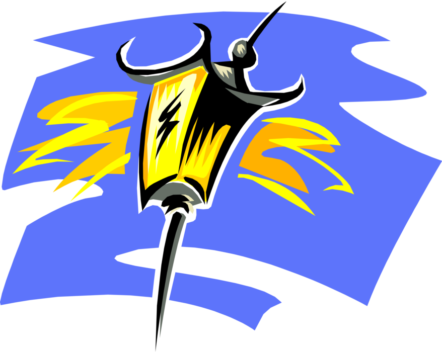 Vector Illustration Of Street Lantern Lamppost Street - Illustration (878x700), Png Download