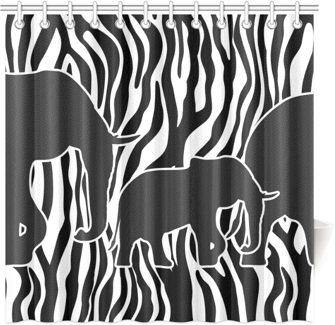 Elephants To Zebra Stripes Black & White Shower Curtain - Bed Skirt (800x800), Png Download