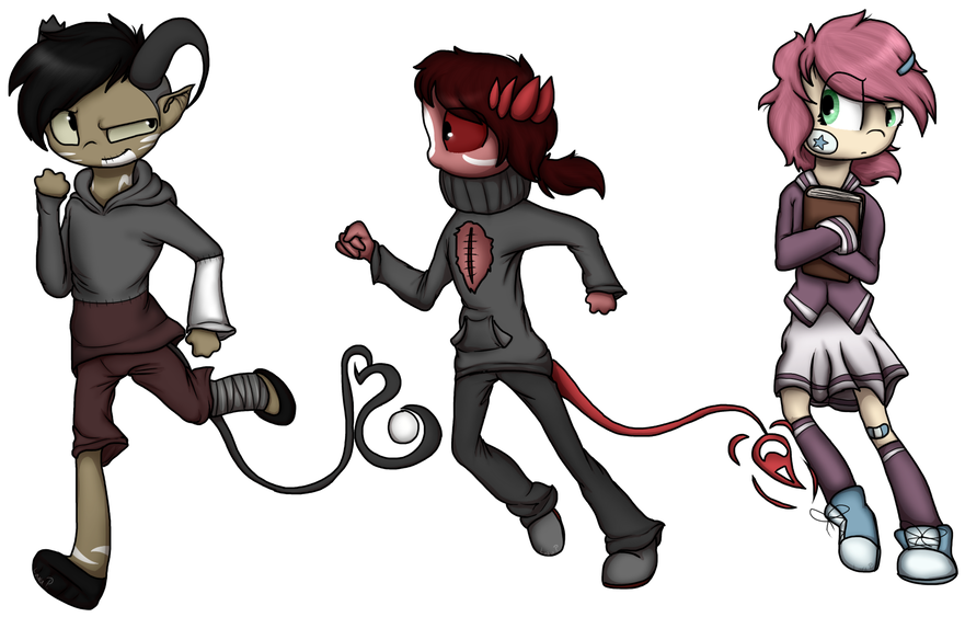 Three Cool Kids Run - Cartoon (1258x635), Png Download