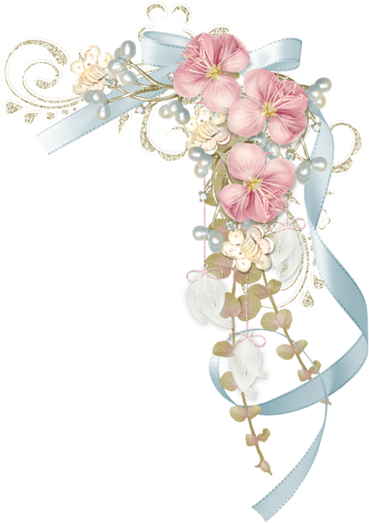 Corners,coins,bordures - Flower Butterfly Corner Frame (586x800), Png Download