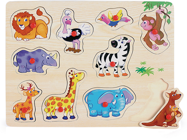 Safari Peg Puzzle - Animal Figure (600x600), Png Download