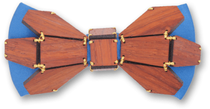 Geometry Flower In Gold Line Blue Red Rosewood Bow - Wood (595x595), Png Download