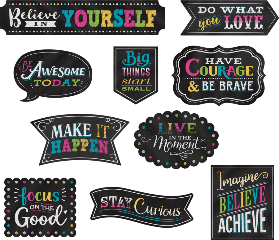 Tcr77881 Clingy Thingies Chalkboard Brights Positive - Label (900x900), Png Download