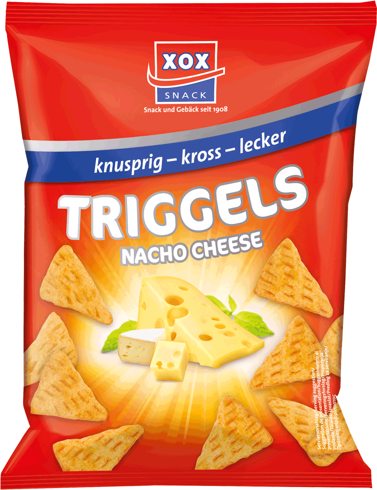 Xox Triggels Nacho Cheese 75g - Pao De Alho Pacote (1000x1000), Png Download