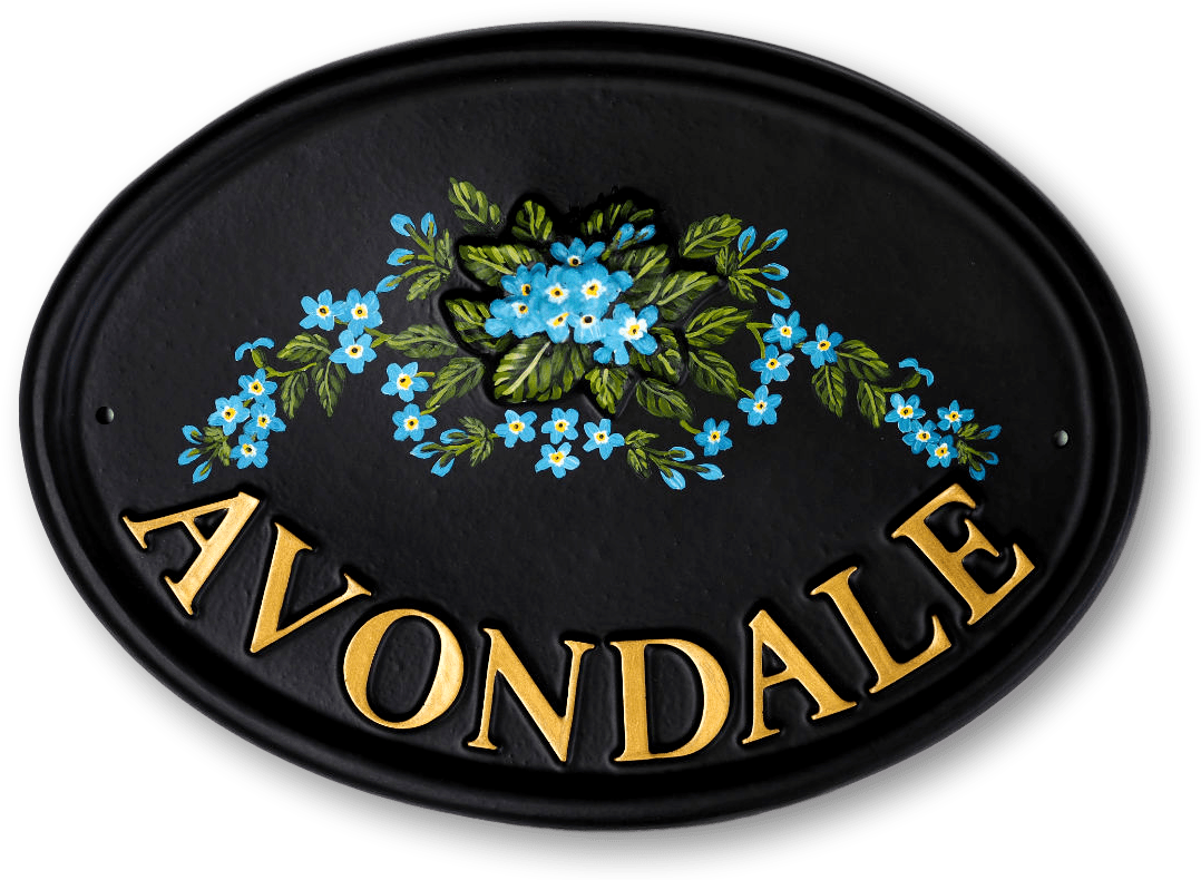 Forget Me Nots House Sign - Circle (1117x807), Png Download