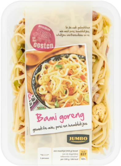 Jumbo Bami Goreng Gewokte Mie, Prei En Hamblokjes - Spaghetti (700x700), Png Download