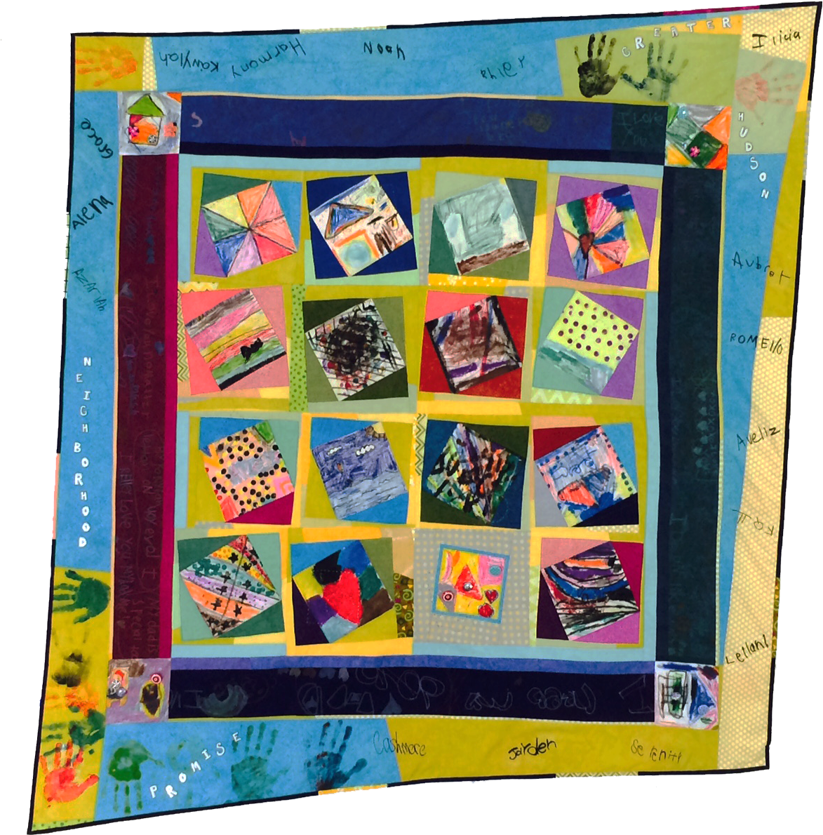 Quilted Wall Hanging Made In Collaboration With Children - Craft (1199x1220), Png Download