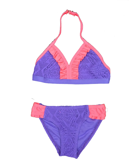 Jantzen Girls Purple Vibrant Crochet Bikini - Swimsuit Bottom (500x665), Png Download