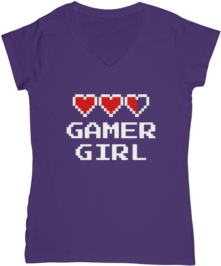 Gamer Girl Video Game ﻿classic Women's V Neck T Shirt - Active Shirt (1024x1024), Png Download