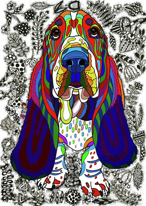495 X 699 1 - Basset Hound Draw (495x699), Png Download