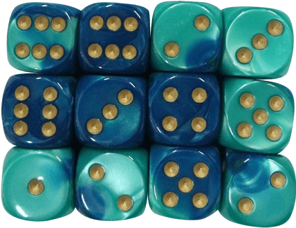 Gemini Polyhedral Blue Teal Gold X12 - Dice Game (709x709), Png Download