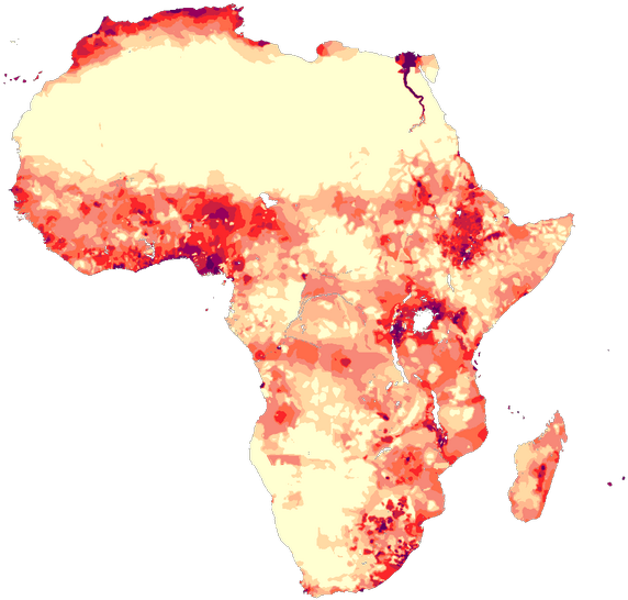 Mrs Keys - Africa Population Heat Map (599x547), Png Download