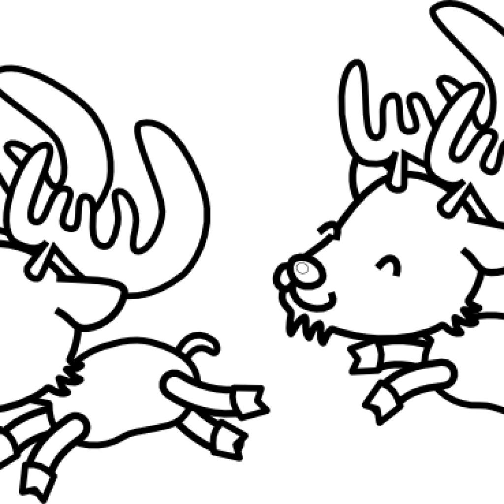 Christmas Black And White Clipart Reindeer Clipart - Black And White Reindeer Png (1024x1024), Png Download