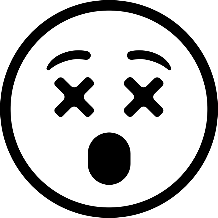 Dizzy Emoji Rubber Stamp - Dizzy Emoji Black And White (700x700), Png Download