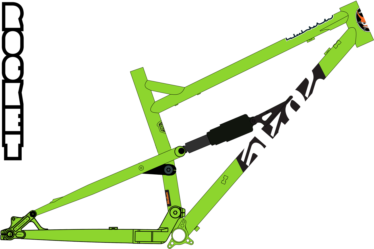 Rocket Diagram Green - Bicycle Frame (1353x900), Png Download