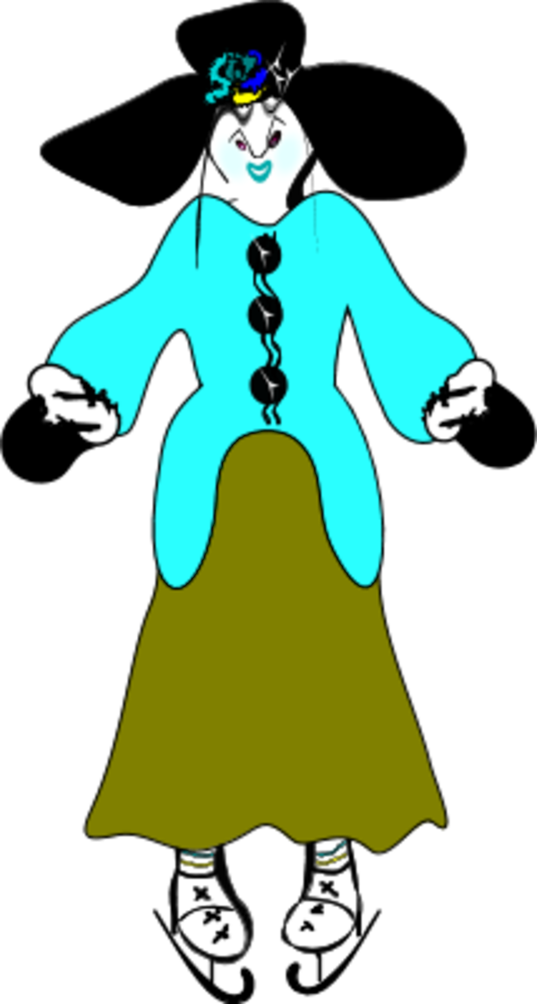 Lady Wearing Hat And Ice Skating Shoes - Clip Art (600x1121), Png Download