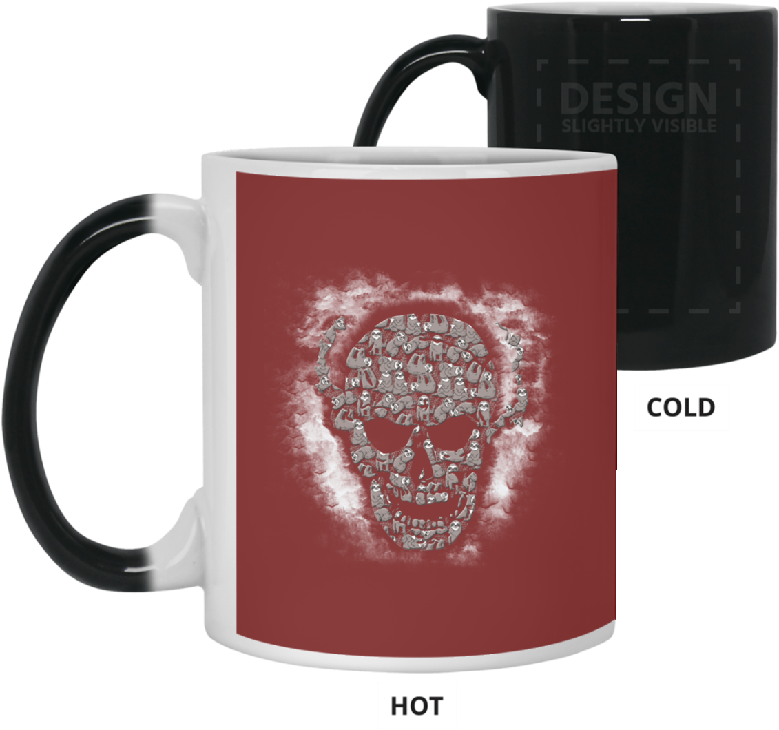 White Smoke Black Skull Sloth Pattern Mug - Mug (1155x1155), Png Download