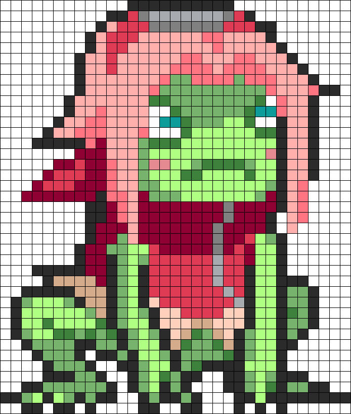 Haruno Sakura Frog Mode Sprite Perler Bead Pattern - Creative Arts (694x820), Png Download