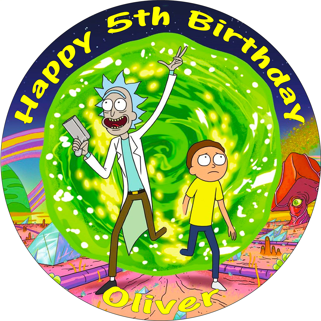 Rick And Morty Personalised Round Edible Cake Topper - Rick And Morty Win (1024x1024), Png Download