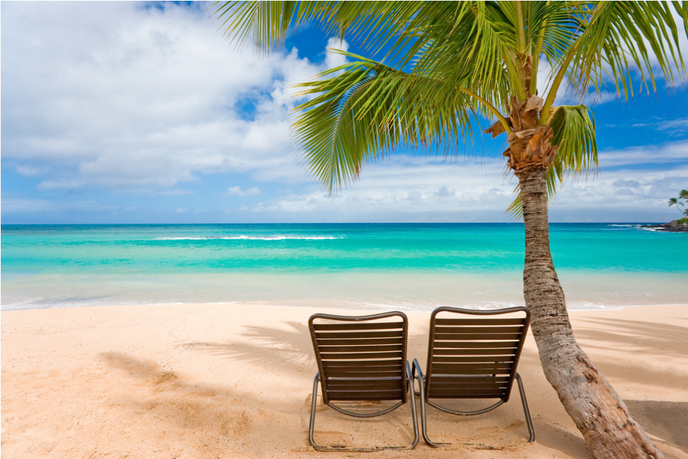 Beach Waikiki Wallpaper Tropical - Beautiful Beach With Chairs (1228x662), Png Download