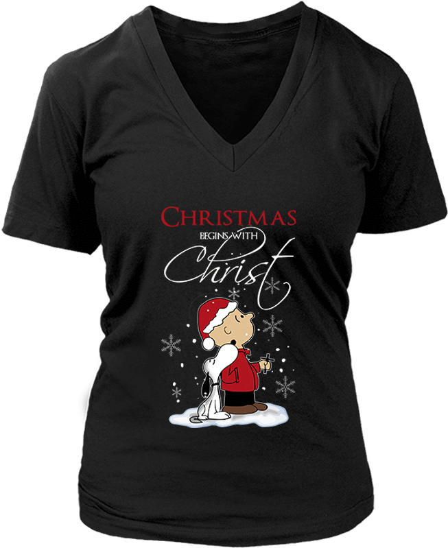 Christmas Begins With Christ Charlie Brown Snoopy Shirts - Shirt (1000x1000), Png Download