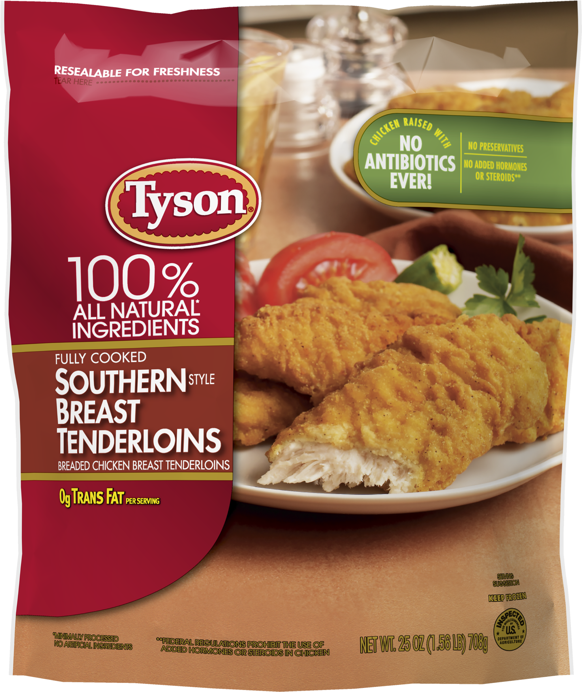 Tyson® Fully Cooked Southern Style Frozen Chicken Tenders, - Tyson Southern Style Chicken Breast Tenderloins (2400x2400), Png Download