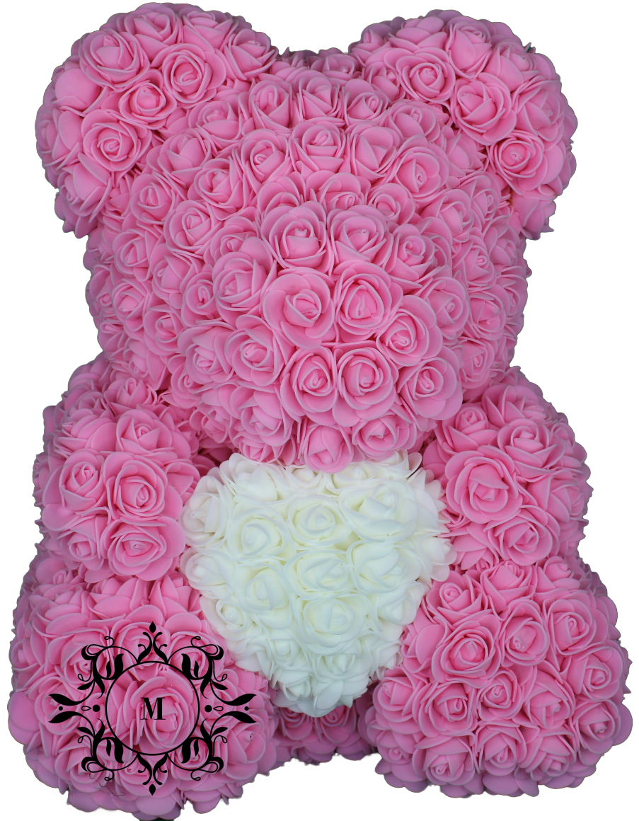 Pink Bloom Love Bear With White Heart - Heart (1920x1280), Png Download