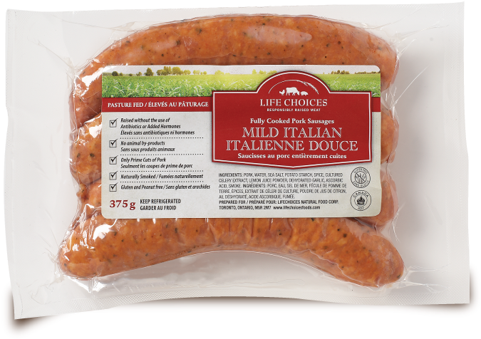 Naturally Smoked And Pasture Fed, Our Mild Italian - Life Choices Sausages (677x490), Png Download