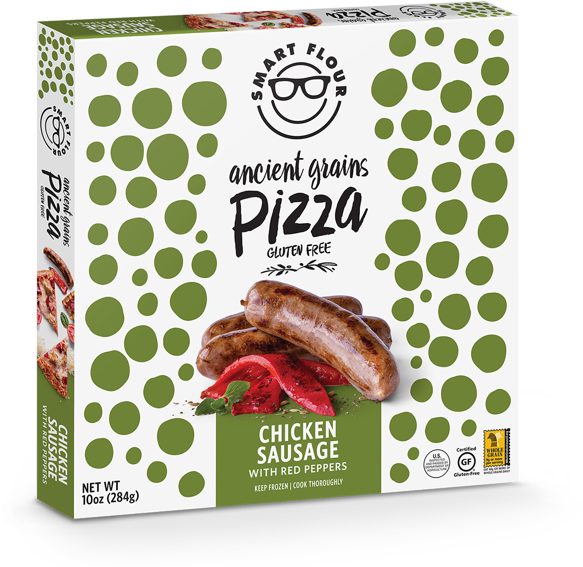 Chicken Sausage With Red Peppers Ancient Grains Pizza - Smart Flour Ancient Grain Pizza Crusts (1200x1270), Png Download