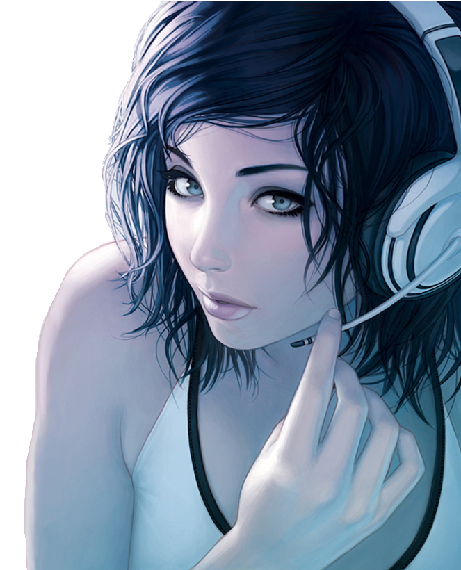 Headphones Photo Girlwithheadphones - Anime Girl With Headphones (1024x819), Png Download